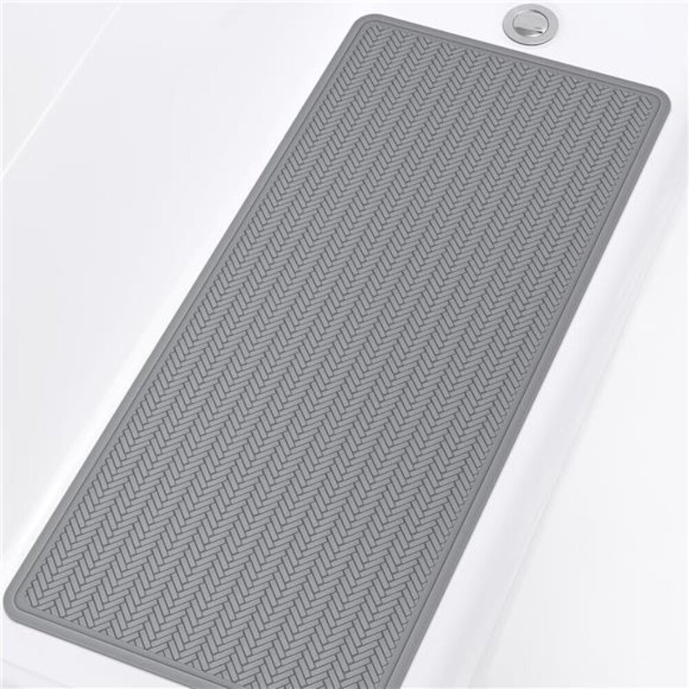 Non Slip Bathtub Mat Extra Long Rubber Shower Mat 332 Suction Cups Grey 36x17